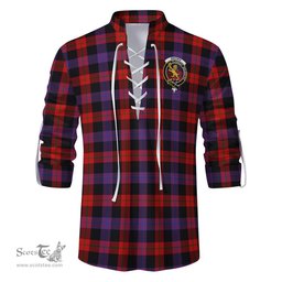 ScotsTee Shop Scottish Brown Clan Crest Tartan Mens Scottish Jacobite Ghillie Casual Shirt