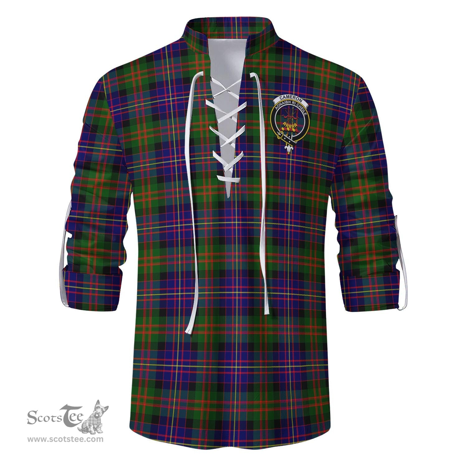ScotsTee Shop Scottish Cameron of Erracht Modern Clan Crest Tartan Mens Scottish Jacobite Ghillie Casual Shirt