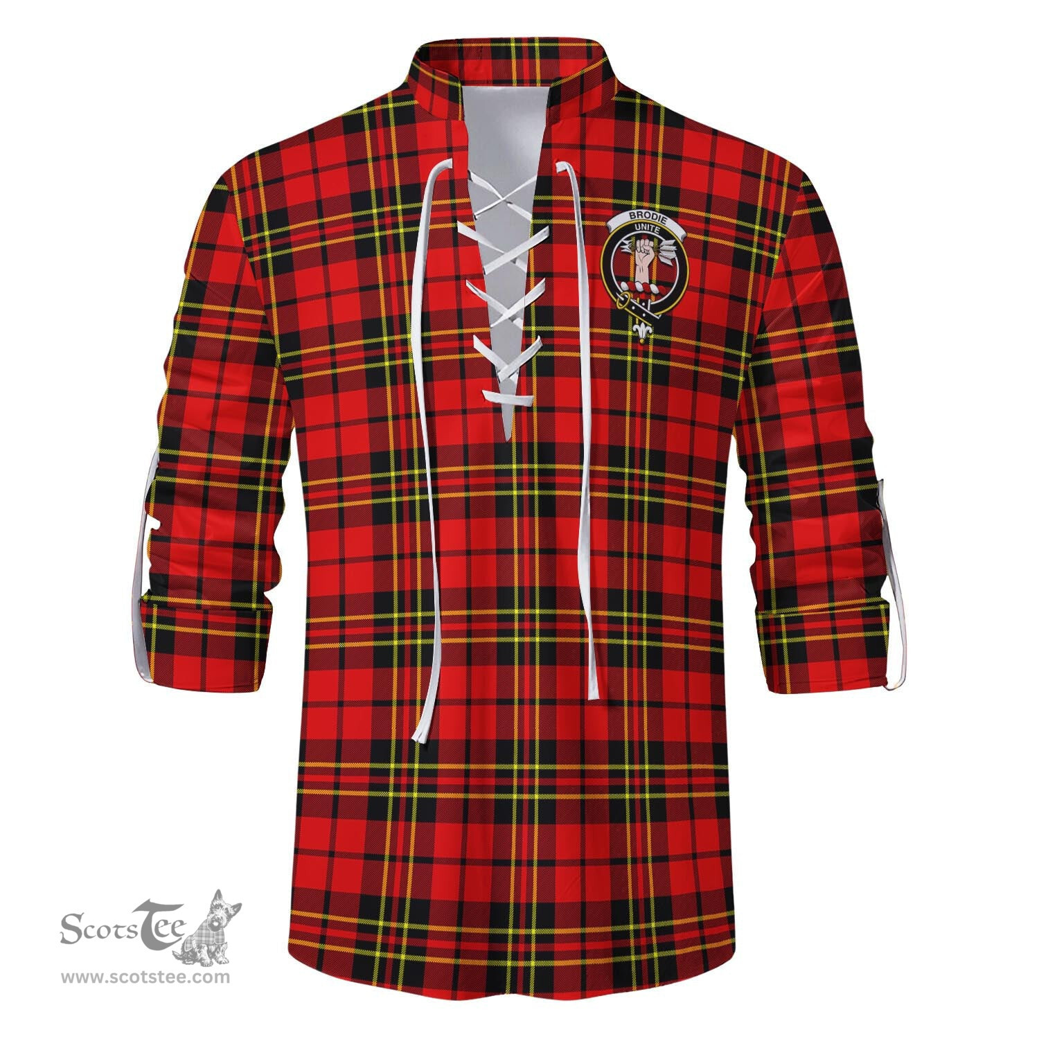ScotsTee Shop Scottish Brodie Modern Clan Crest Tartan Mens Scottish Jacobite Ghillie Casual Shirt