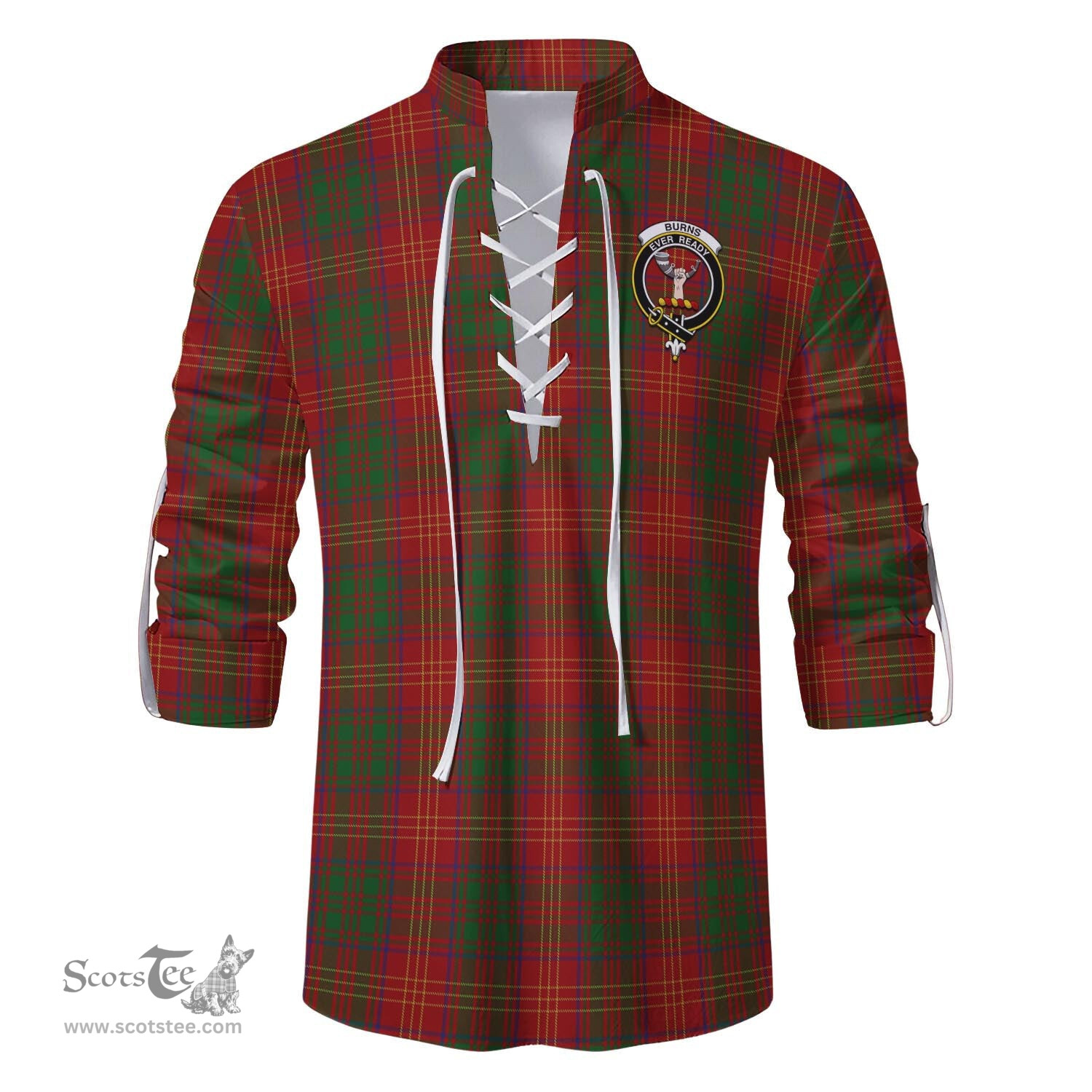 ScotsTee Shop Scottish Burns Clan Crest Tartan Mens Scottish Jacobite Ghillie Casual Shirt