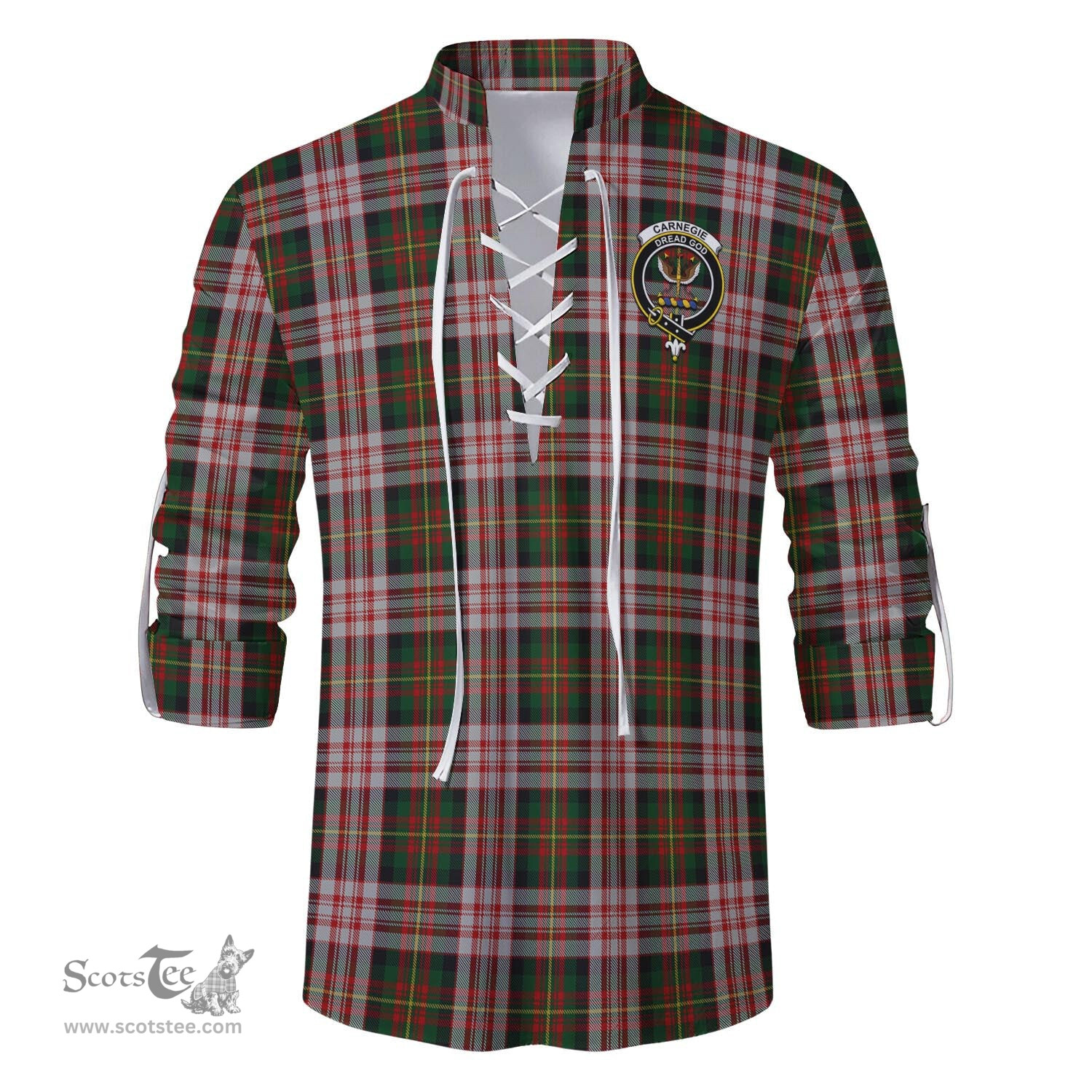 ScotsTee Shop Scottish Carnegie Dress Clan Crest Tartan Mens Scottish Jacobite Ghillie Casual Shirt