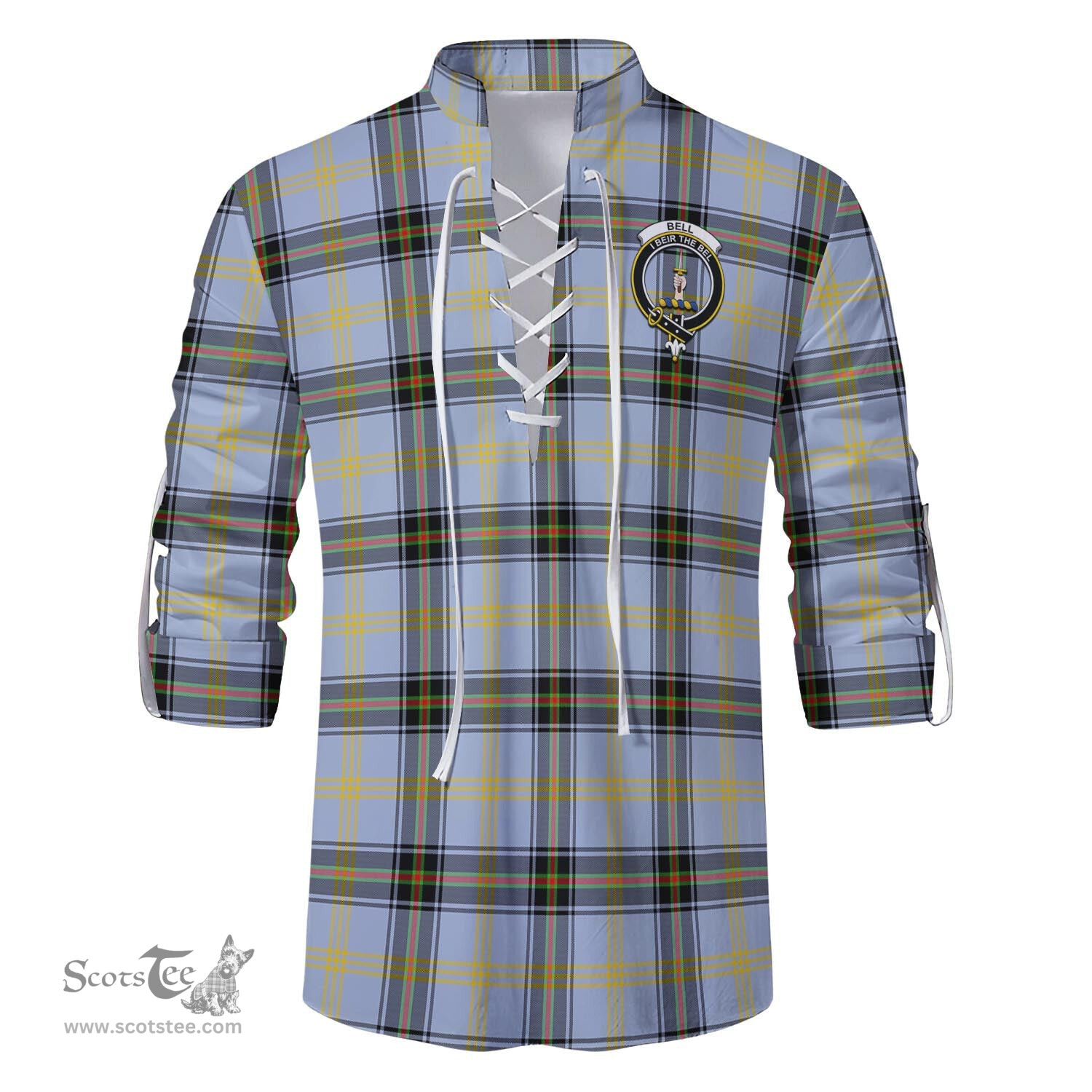 ScotsTee Shop Scottish Bell Clan Crest Tartan Mens Scottish Jacobite Ghillie Casual Shirt