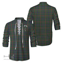 ScotsTee Shop Scottish Bisset Clan Crest Tartan Mens Scottish Jacobite Ghillie Casual Shirt