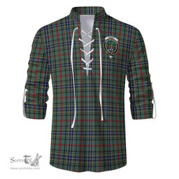 ScotsTee Shop Scottish Bisset Clan Crest Tartan Mens Scottish Jacobite Ghillie Casual Shirt