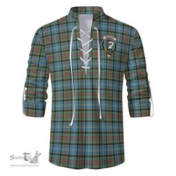ScotsTee Shop Scottish Brisbane modern Clan Crest Tartan Mens Scottish Jacobite Ghillie Casual Shirt