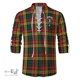 ScotsTee Shop Scottish Buchanan Clan Crest Tartan Mens Scottish Jacobite Ghillie Casual Shirt