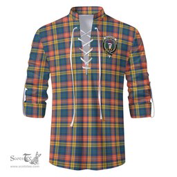 ScotsTee Shop Scottish Buchanan Ancient Clan Crest Tartan Mens Scottish Jacobite Ghillie Casual Shirt