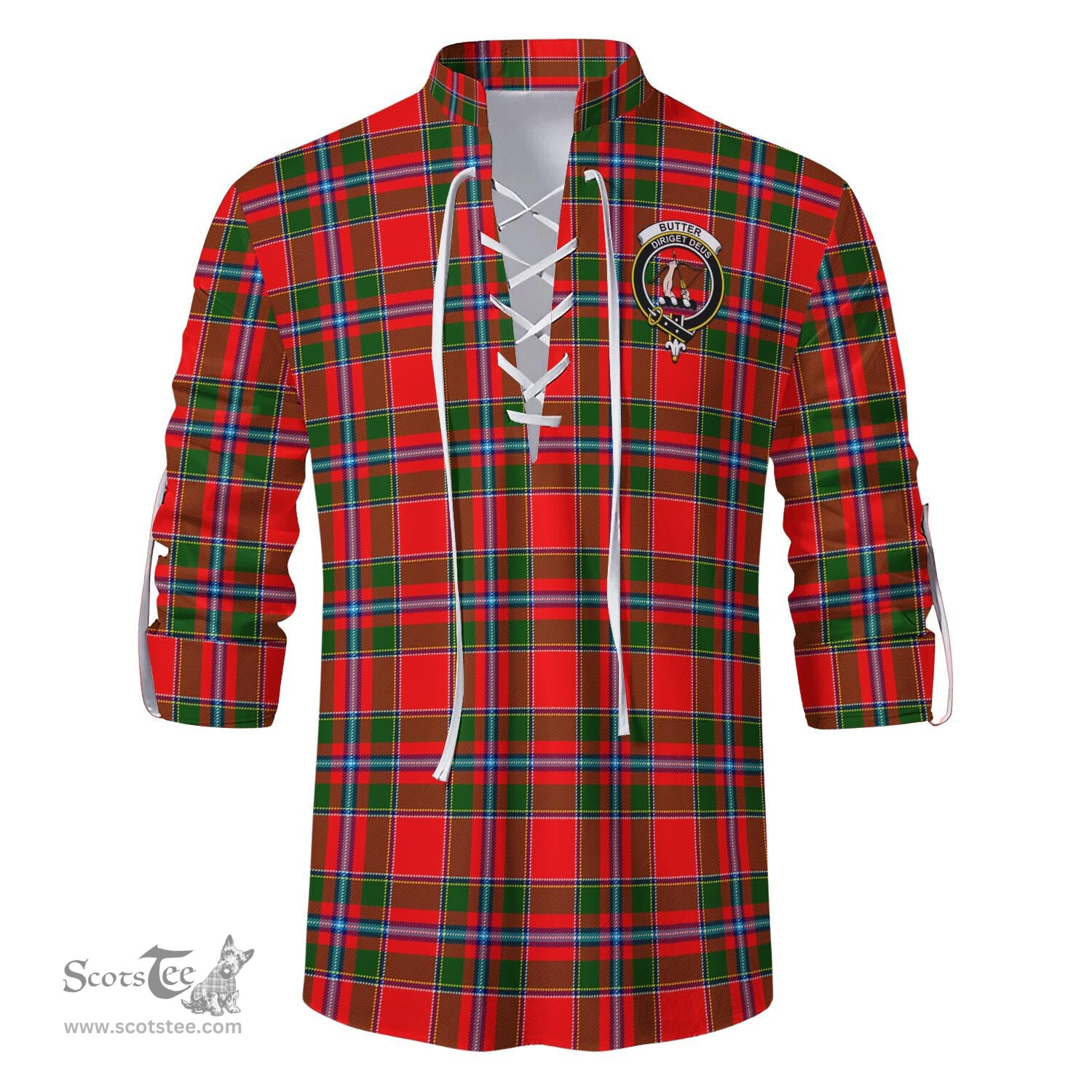 ScotsTee Shop Scottish Butter Clan Crest Tartan Mens Scottish Jacobite Ghillie Casual Shirt