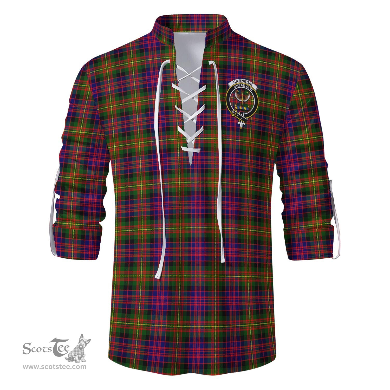 ScotsTee Shop Scottish Carnegie Modern Clan Crest Tartan Mens Scottish Jacobite Ghillie Casual Shirt