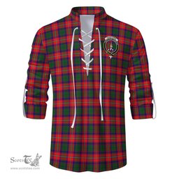 ScotsTee Shop Scottish Charteris Clan Crest Tartan Mens Scottish Jacobite Ghillie Casual Shirt