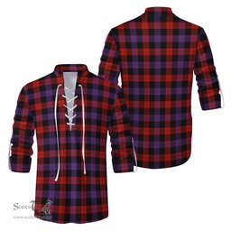 ScotsTee Shop Scottish Brown Clan Tartan Mens Scottish Jacobite Ghillie Casual Shirt