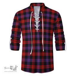 ScotsTee Shop Scottish Brown Clan Tartan Mens Scottish Jacobite Ghillie Casual Shirt