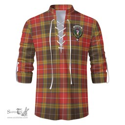 ScotsTee Shop Scottish Buchanan Old Set Weathered Clan Crest Tartan Mens Scottish Jacobite Ghillie Casual Shirt