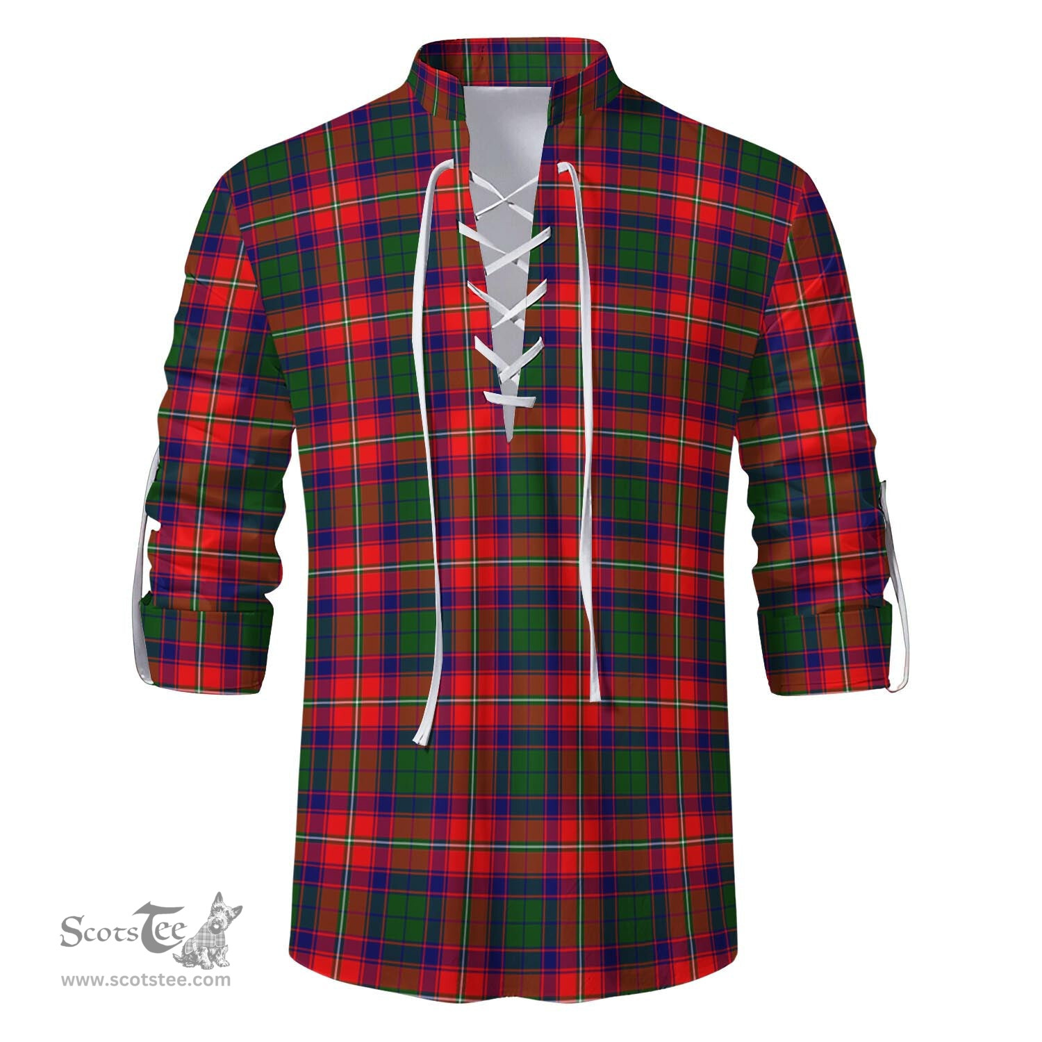 ScotsTee Shop Scottish Belshes Clan Tartan Mens Scottish Jacobite Ghillie Casual Shirt