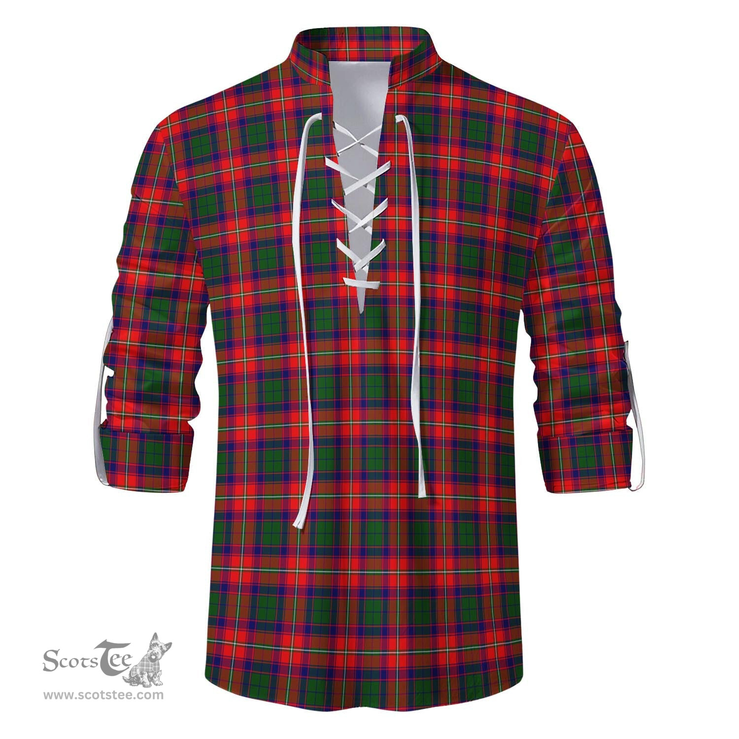 ScotsTee Shop Scottish Charteris Clan Tartan Mens Scottish Jacobite Ghillie Casual Shirt