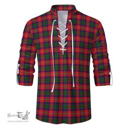 ScotsTee Shop Scottish Charteris Clan Tartan Mens Scottish Jacobite Ghillie Casual Shirt