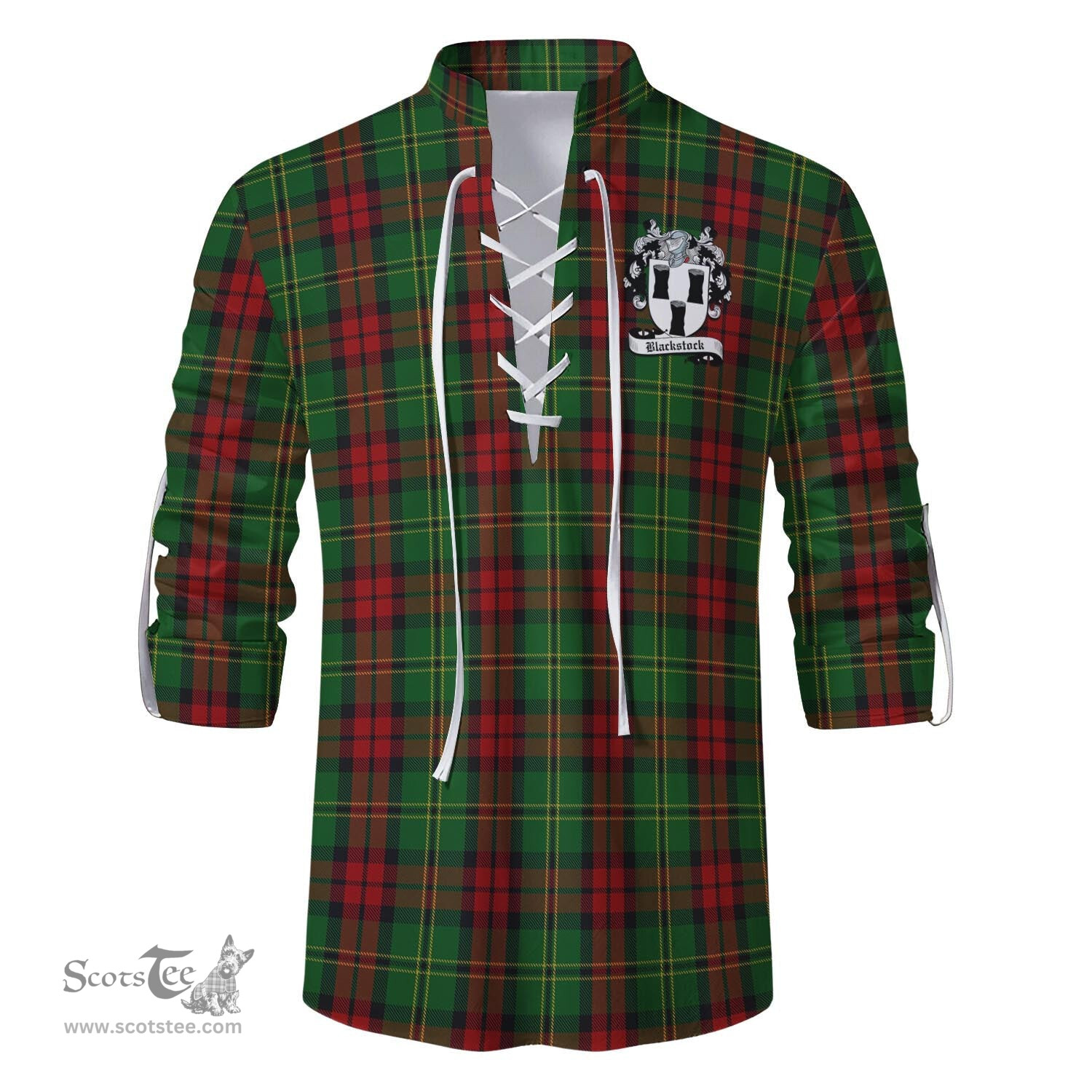 ScotsTee Shop Scottish Blackstock Hunting Clan Crest Tartan Mens Scottish Jacobite Ghillie Casual Shirt