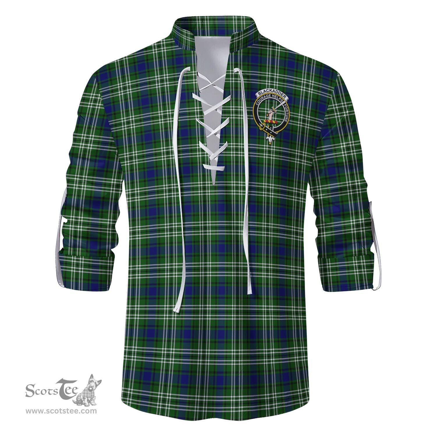 ScotsTee Shop Scottish Blackadder Clan Crest Tartan Mens Scottish Jacobite Ghillie Casual Shirt