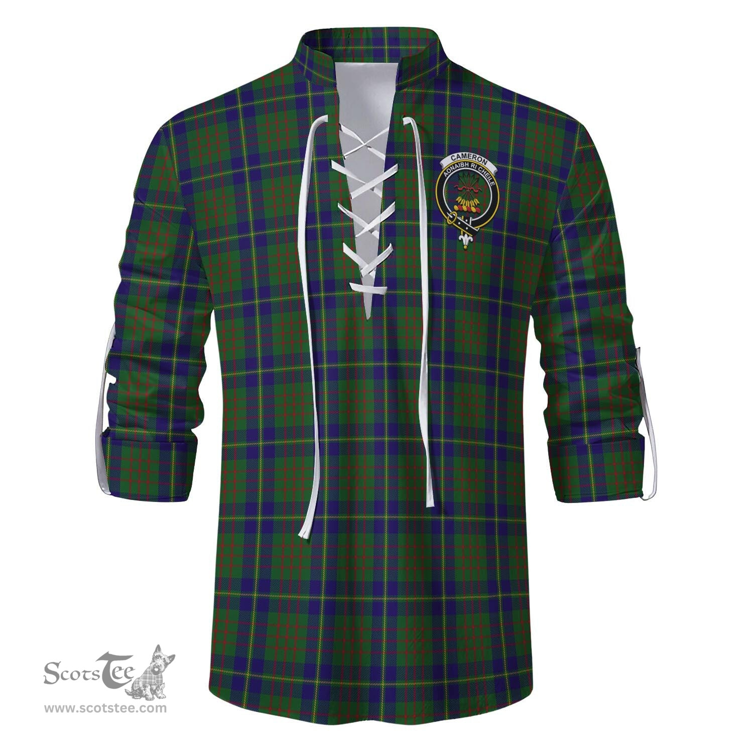 ScotsTee Shop Scottish Cameron of Lochiel Hunting Clan Crest Tartan Mens Scottish Jacobite Ghillie Casual Shirt