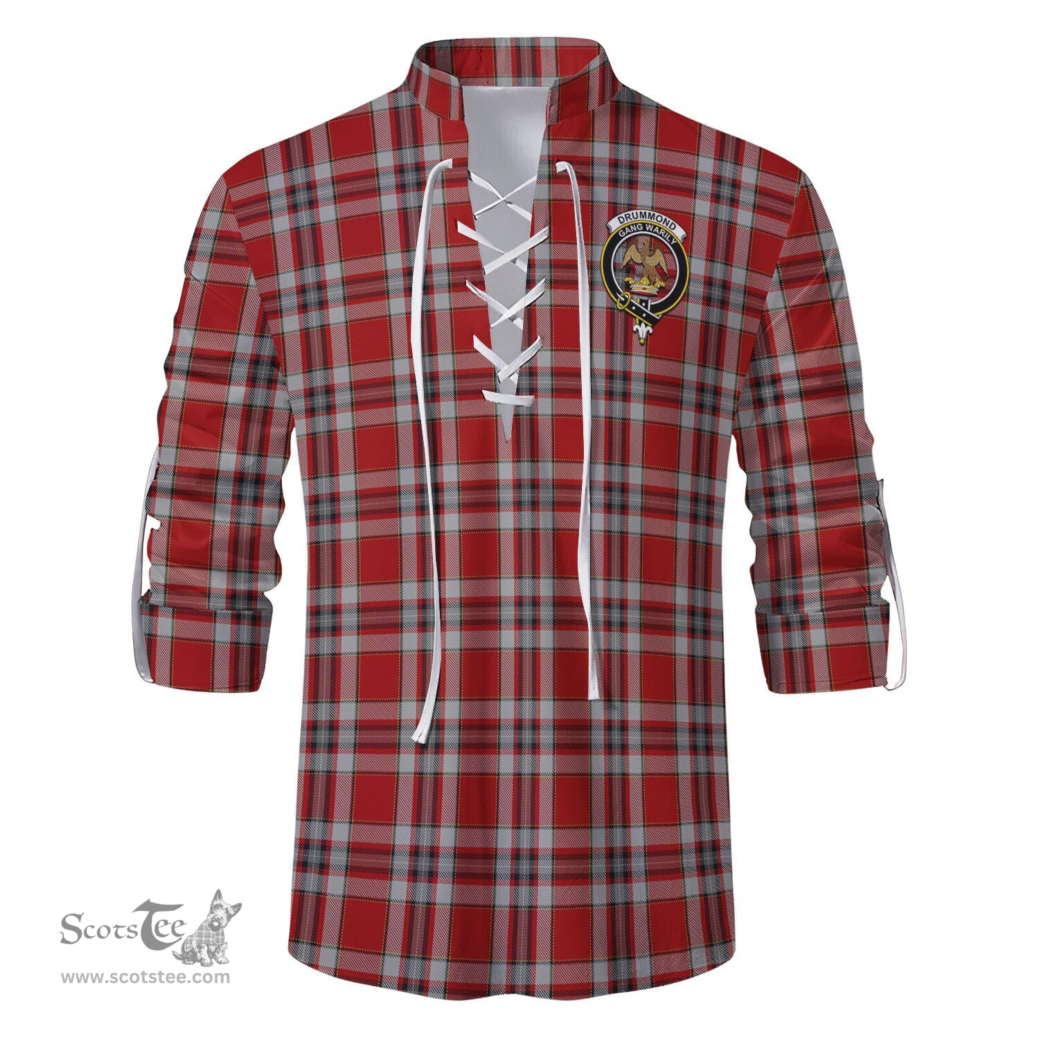 ScotsTee Shop Scottish Drummond of Perth Dress Clan Crest Tartan Mens Scottish Jacobite Ghillie Casual Shirt