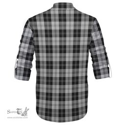 ScotsTee Shop Scottish Erskine Black and White Clan Crest Tartan Mens Scottish Jacobite Ghillie Casual Shirt