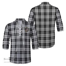 ScotsTee Shop Scottish Erskine Black and White Clan Crest Tartan Mens Scottish Jacobite Ghillie Casual Shirt