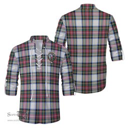 ScotsTee Shop Scottish Dennistoun Clan Crest Tartan Mens Scottish Jacobite Ghillie Casual Shirt