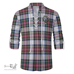 ScotsTee Shop Scottish Dennistoun Clan Crest Tartan Mens Scottish Jacobite Ghillie Casual Shirt