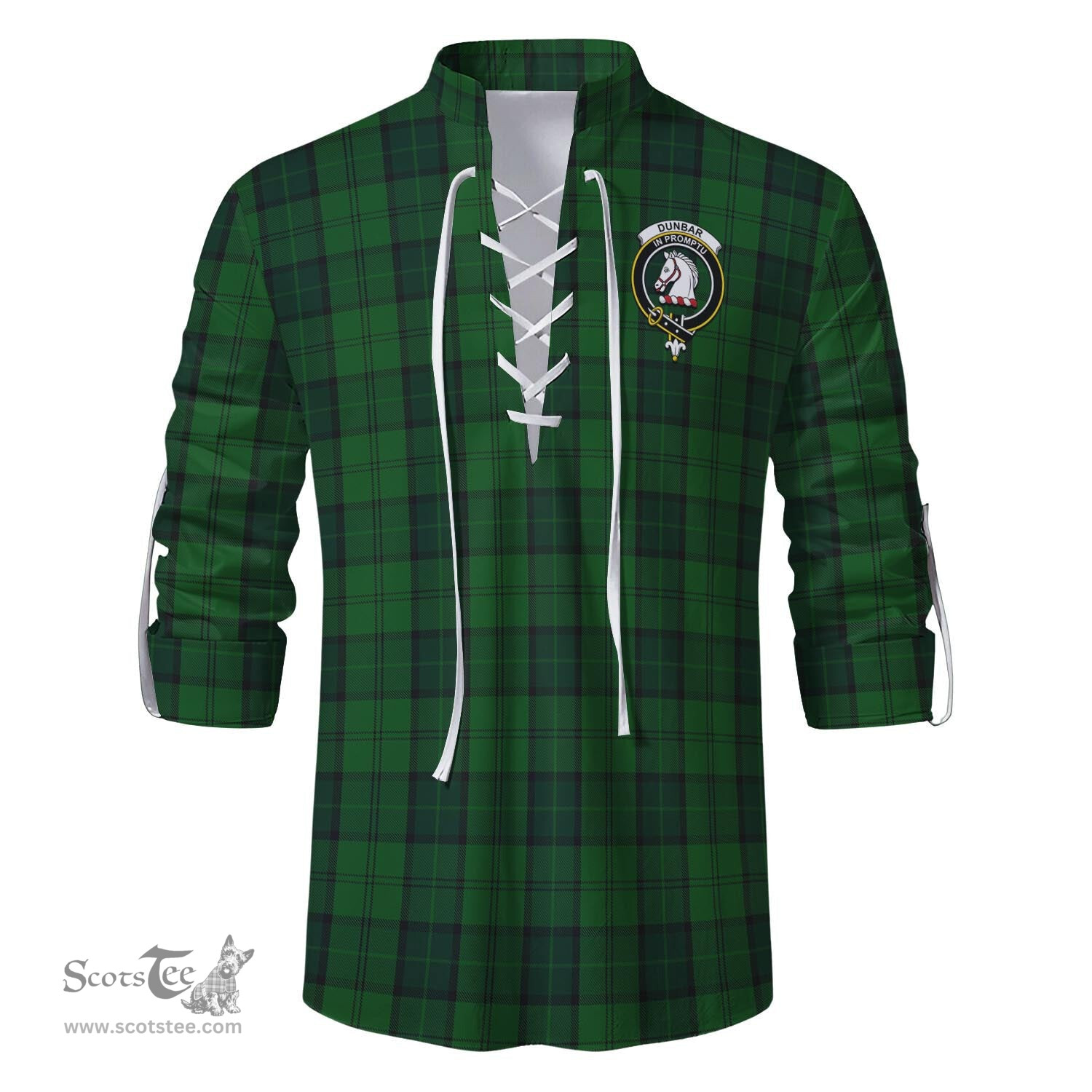 ScotsTee Shop Scottish Dunbar Hunting Clan Crest Tartan Mens Scottish Jacobite Ghillie Casual Shirt
