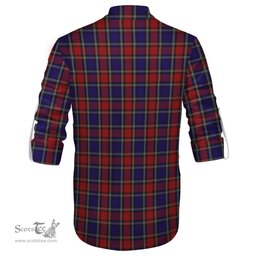 ScotsTee Shop Scottish Clark Red Clan Crest Tartan Mens Scottish Jacobite Ghillie Casual Shirt