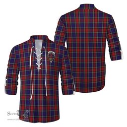 ScotsTee Shop Scottish Clark Red Clan Crest Tartan Mens Scottish Jacobite Ghillie Casual Shirt