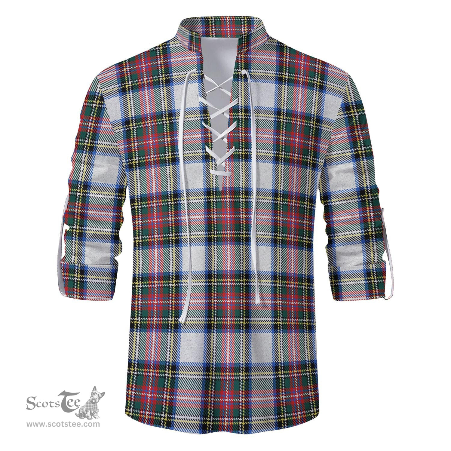 ScotsTee Shop Scottish Dennistoun Clan Tartan Mens Scottish Jacobite Ghillie Casual Shirt