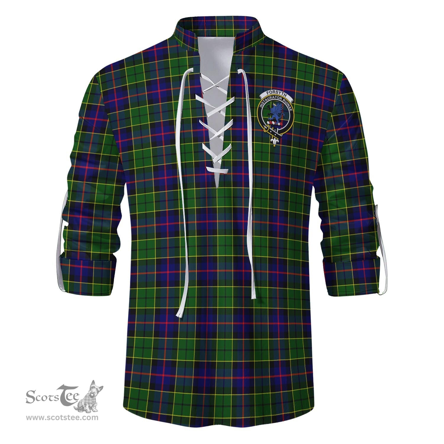 ScotsTee Shop Scottish Forsyth Modern Clan Crest Tartan Mens Scottish Jacobite Ghillie Casual Shirt