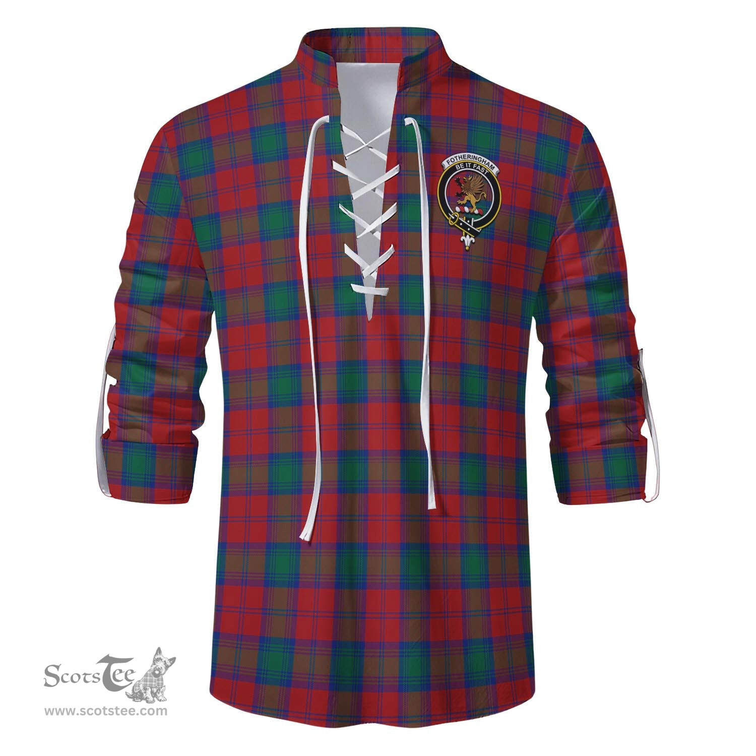 ScotsTee Shop Scottish Fotheringham Modern Clan Crest Tartan Mens Scottish Jacobite Ghillie Casual Shirt