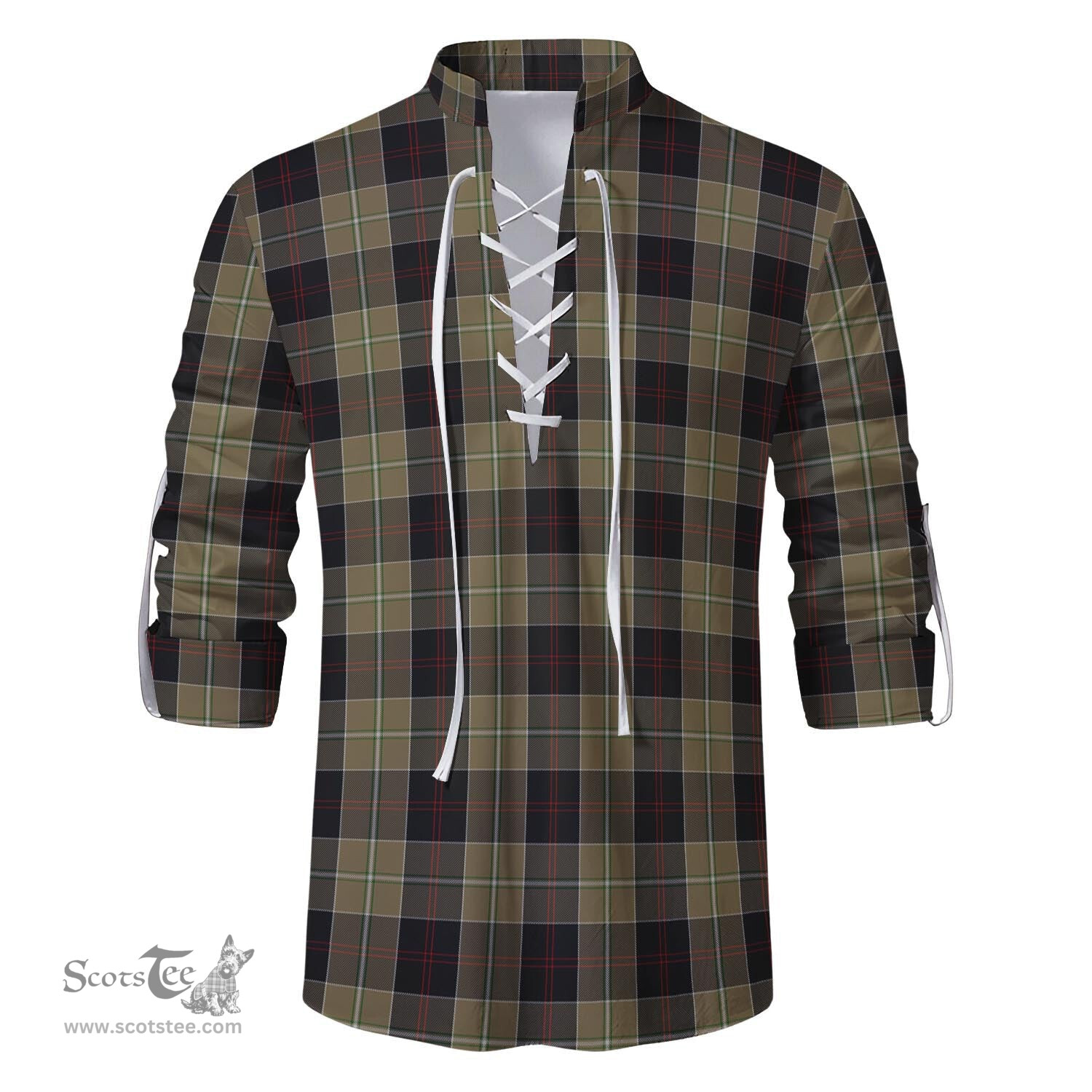 ScotsTee Shop Scottish Dunlop Hunting Clan Tartan Mens Scottish Jacobite Ghillie Casual Shirt