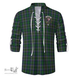 ScotsTee Shop Scottish Cockburn Clan Crest Tartan Mens Scottish Jacobite Ghillie Casual Shirt