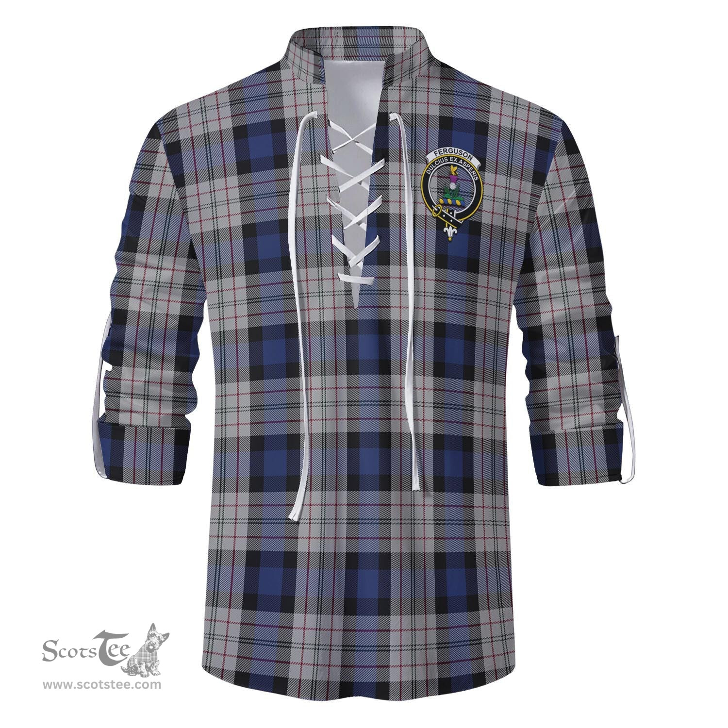 ScotsTee Shop Scottish Ferguson Dress Clan Crest Tartan Mens Scottish Jacobite Ghillie Casual Shirt