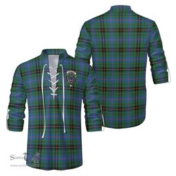 ScotsTee Shop Scottish Davidson Ancient Clan Crest Tartan Mens Scottish Jacobite Ghillie Casual Shirt