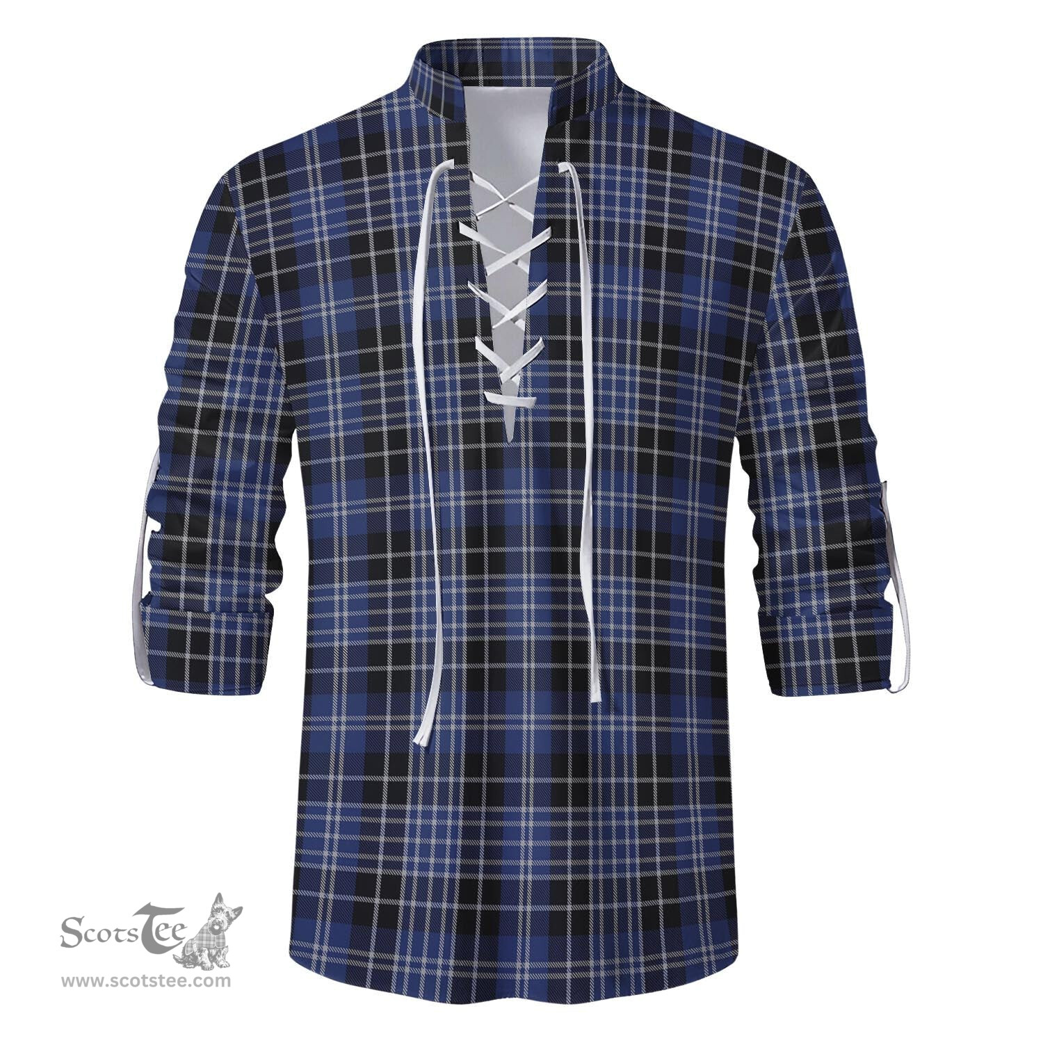 ScotsTee Shop Scottish Clark Clan Tartan Mens Scottish Jacobite Ghillie Casual Shirt