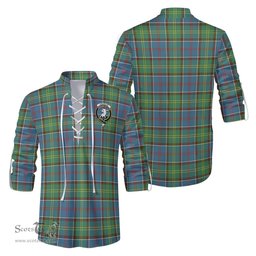 ScotsTee Shop Scottish Colville Clan Crest Tartan Mens Scottish Jacobite Ghillie Casual Shirt