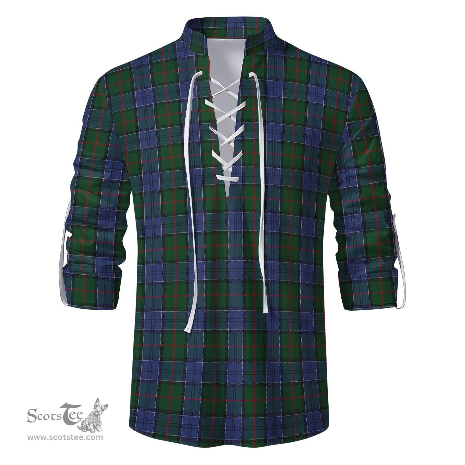ScotsTee Shop Scottish Colquhoun Clan Tartan Mens Scottish Jacobite Ghillie Casual Shirt