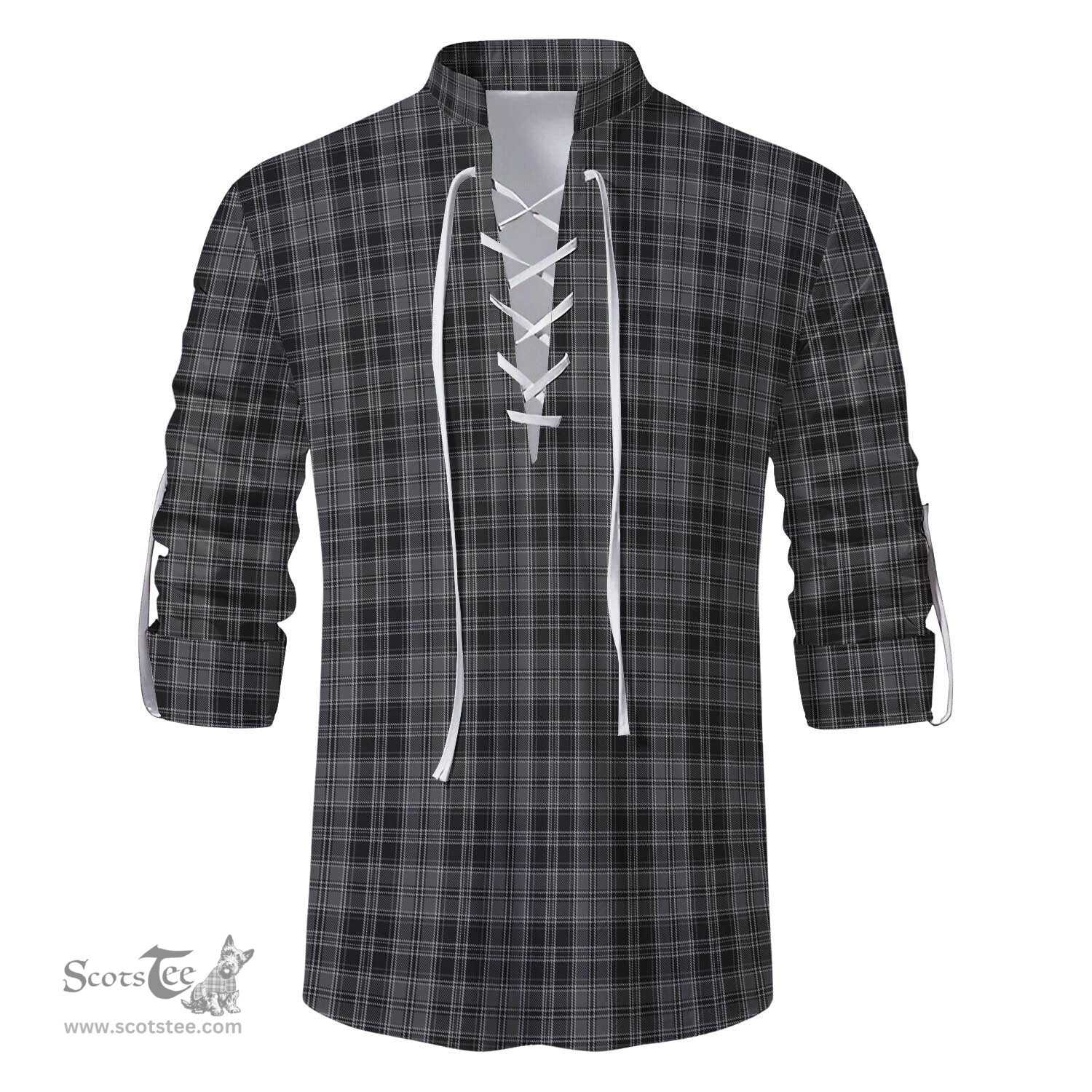 ScotsTee Shop Scottish Drummond Grey Clan Tartan Mens Scottish Jacobite Ghillie Casual Shirt