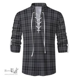 ScotsTee Shop Scottish Drummond Grey Clan Tartan Mens Scottish Jacobite Ghillie Casual Shirt