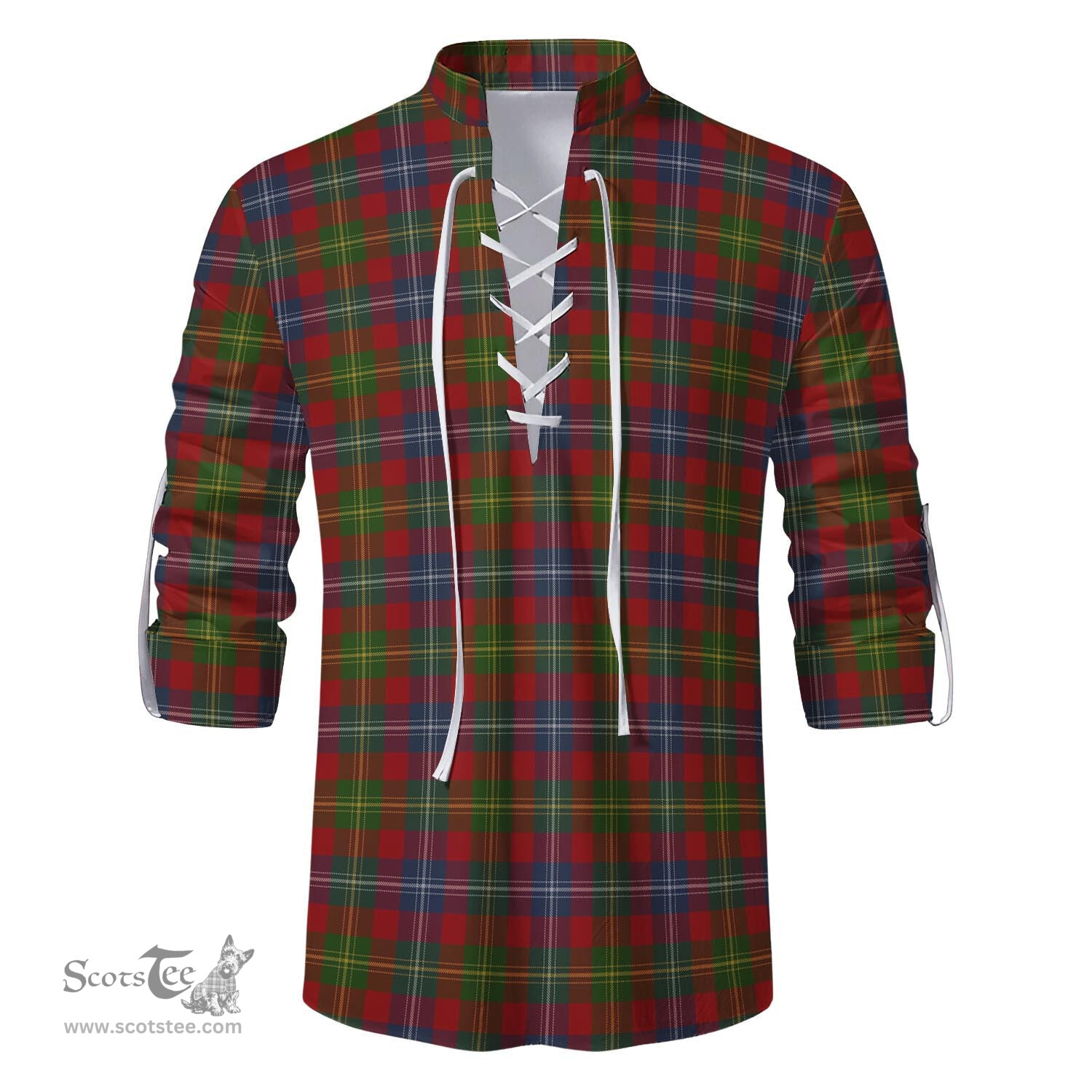 ScotsTee Shop Scottish Forrester or Foster Clan Tartan Mens Scottish Jacobite Ghillie Casual Shirt