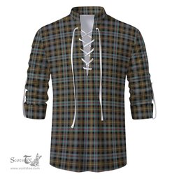 ScotsTee Shop Scottish Farquharson Weathered Clan Tartan Mens Scottish Jacobite Ghillie Casual Shirt