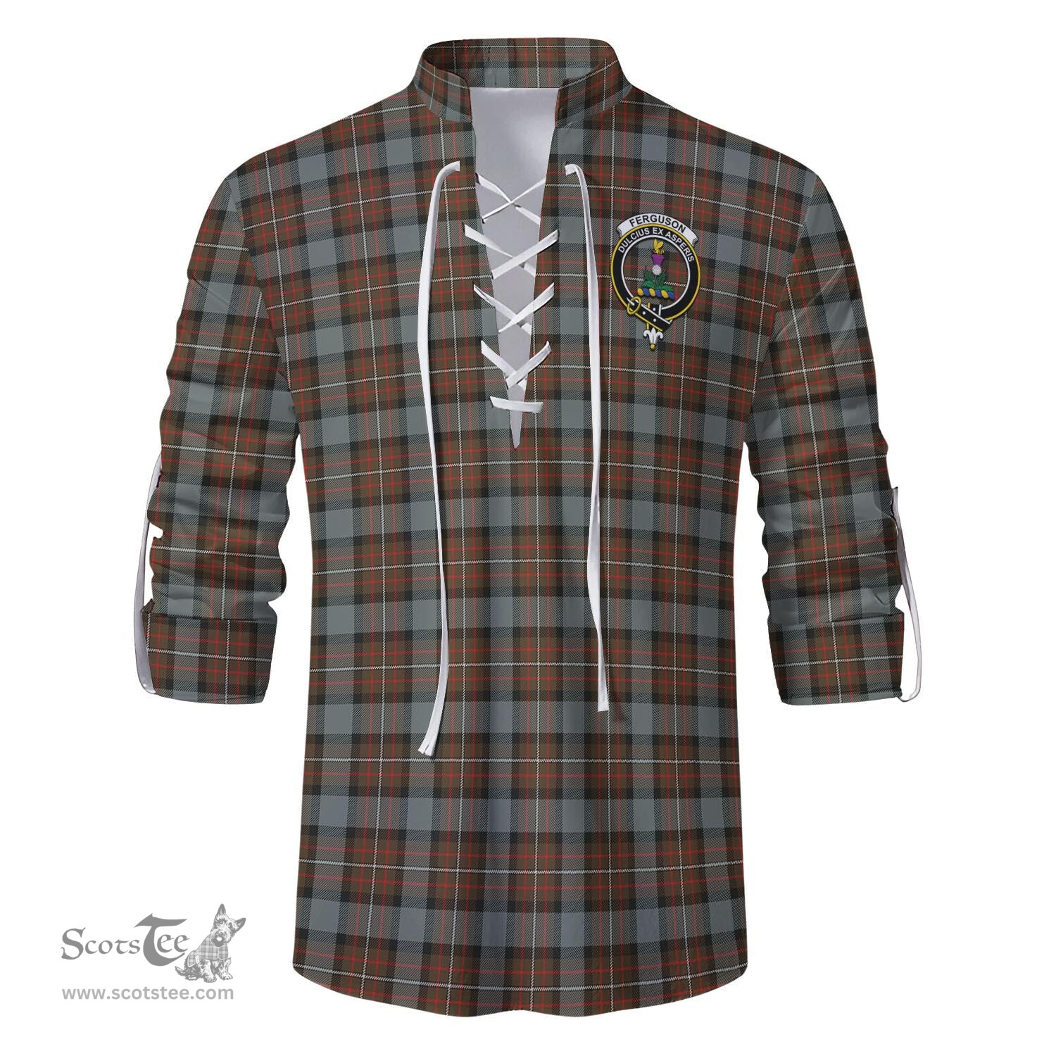 ScotsTee Shop Scottish Ferguson Weathered Clan Crest Tartan Mens Scottish Jacobite Ghillie Casual Shirt