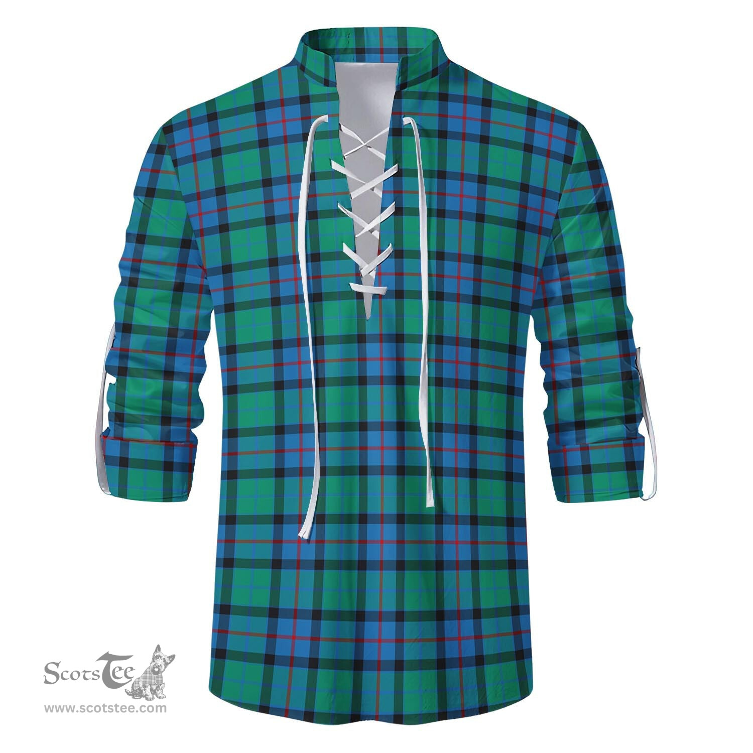 ScotsTee Shop Scottish Flower Of Scotland Clan Tartan Mens Scottish Jacobite Ghillie Casual Shirt