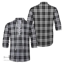 ScotsTee Shop Scottish Erskine Black and White Clan Tartan Mens Scottish Jacobite Ghillie Casual Shirt