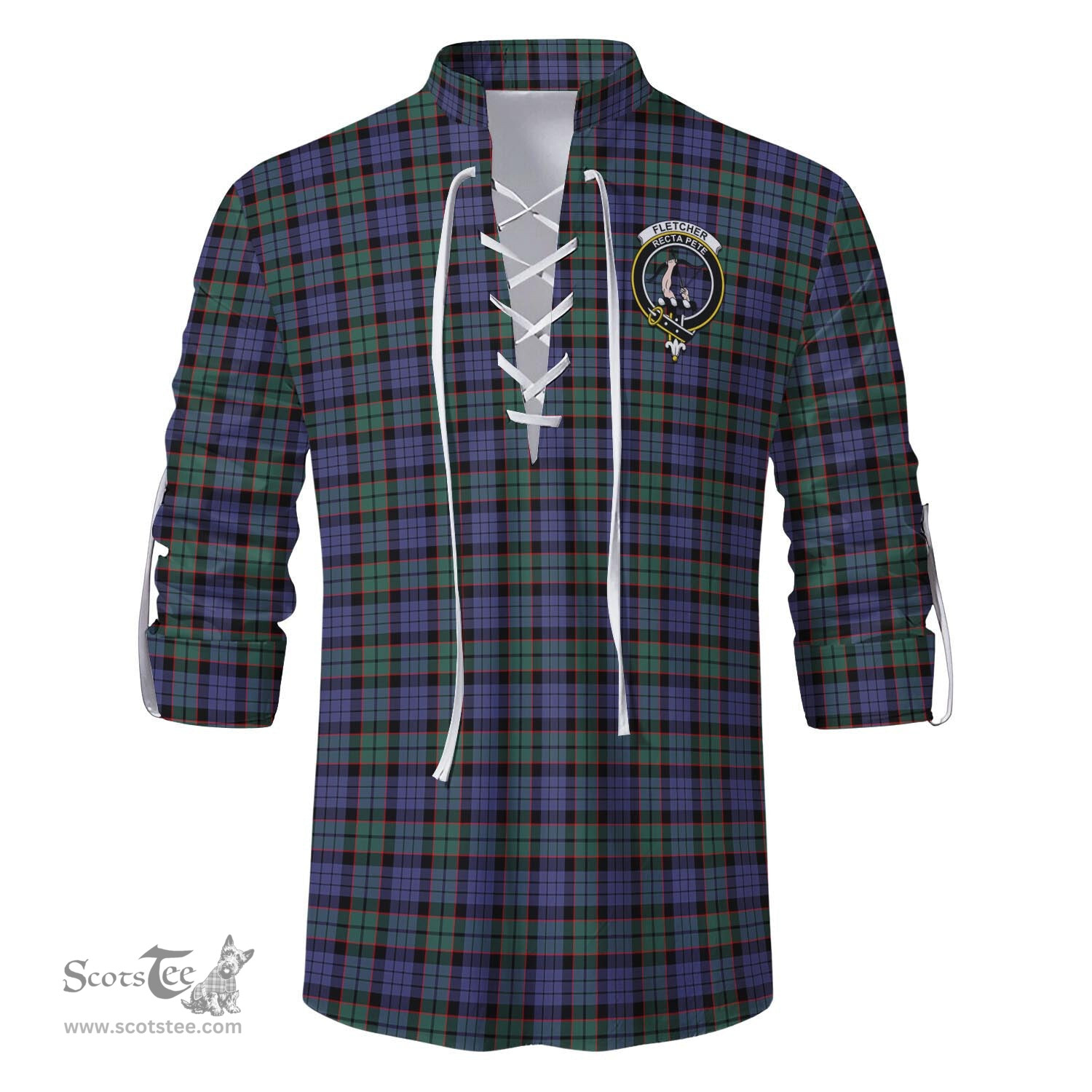 ScotsTee Shop Scottish Fletcher Modern Clan Crest Tartan Mens Scottish Jacobite Ghillie Casual Shirt