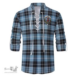 ScotsTee Shop Scottish Clark Ancient Clan Crest Tartan Mens Scottish Jacobite Ghillie Casual Shirt